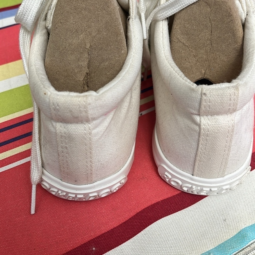 WOMEN’S SIZE 11/EURO 42 WHITE CANVAS AND RUBBER ROCKET DOG SHOES (LIKE KEDS) - Picture 7 of 9